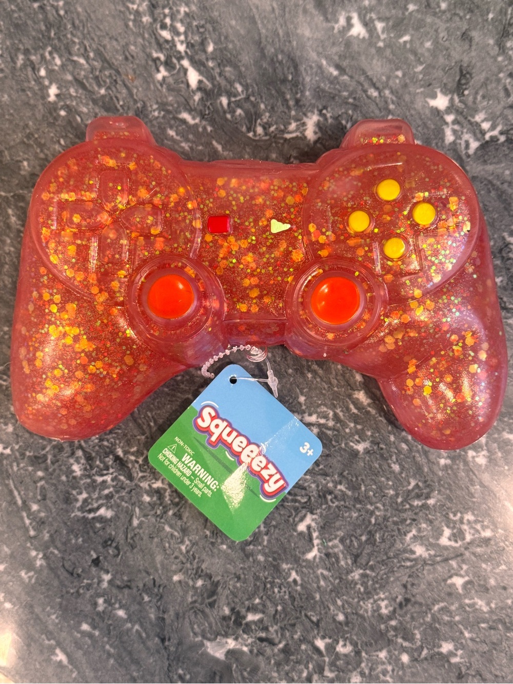 Squeeezy Jumbo Orange Glitter Game Controller Squishy Fidget Toy NWT